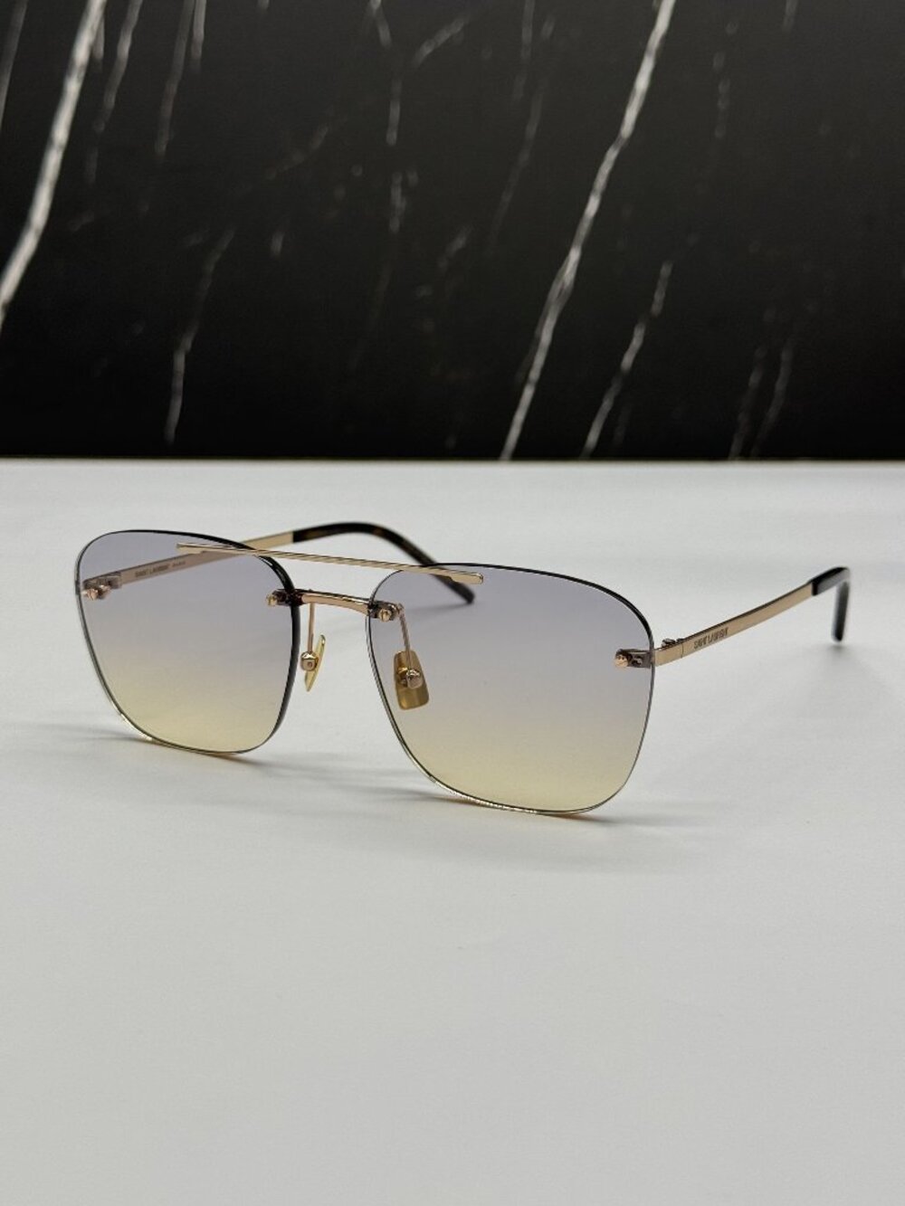 NEW SAINT LAURENT SL309 RIMLESS 004 SUNGLASSES UNISEX GOLD/PURPLE GRADIENT